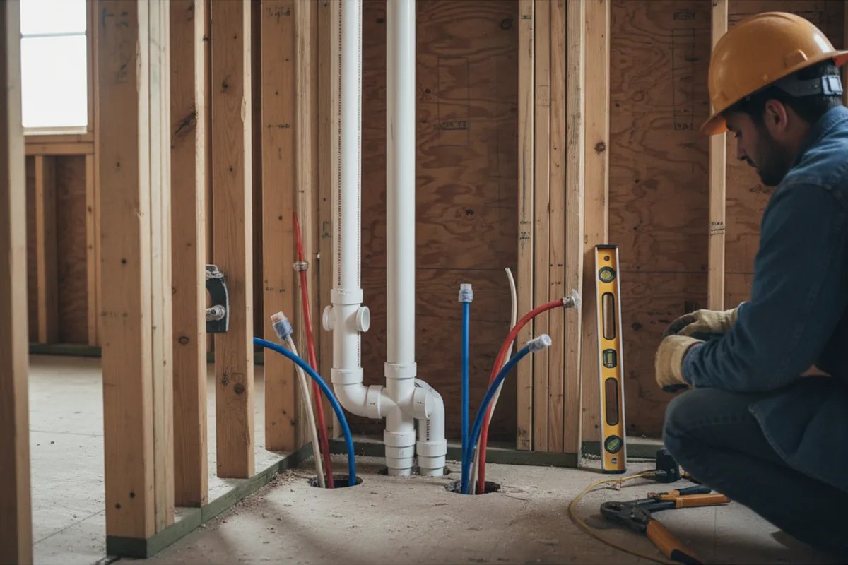 Drain and supply rough-in during Garbage Disposal Repair in Manilla