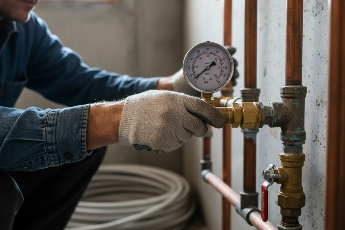 Pressure testing a repaired line during Water Line Repair in Manilla